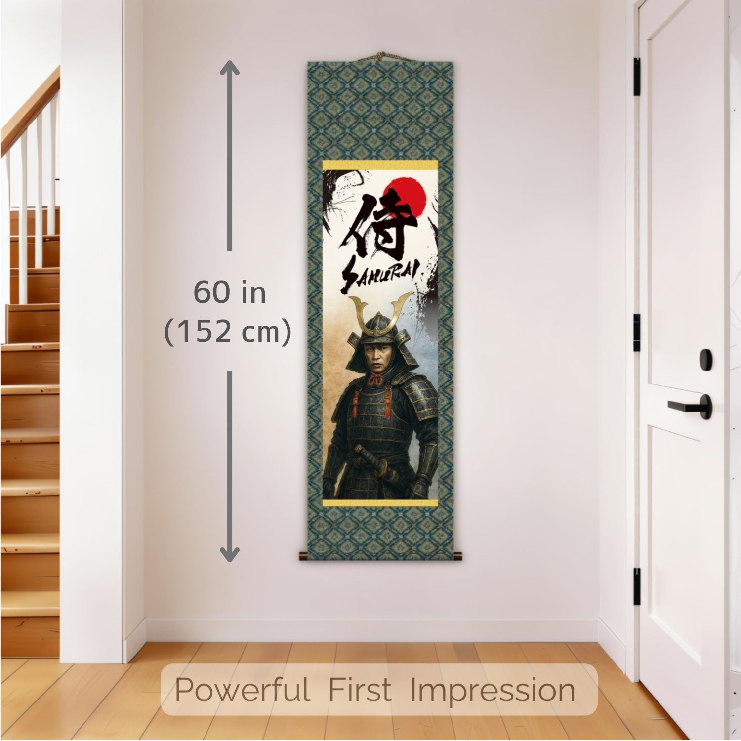 Póster de Pared Kakemono de Samurái Japonés – Samurái de Pie con Armadura