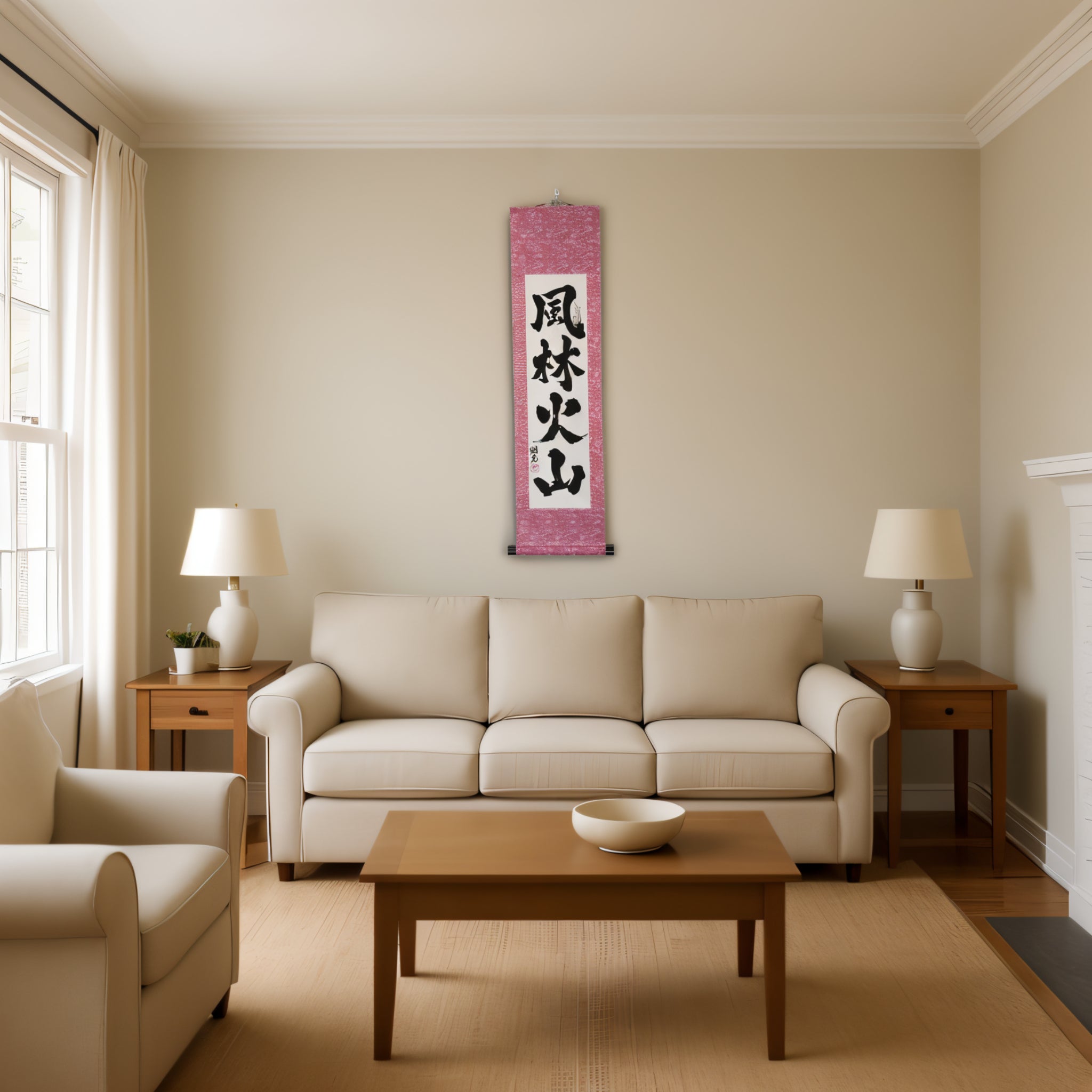 Furin Kazan, Scroll Hanging - illustration de calligraphie japonaise artisanale (livraison gratuite)