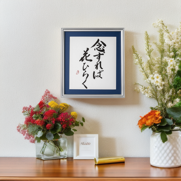 Pray, And Any Flower of Yours Will Come Out - Silver Frame with Blue Mat (Free Shipping)