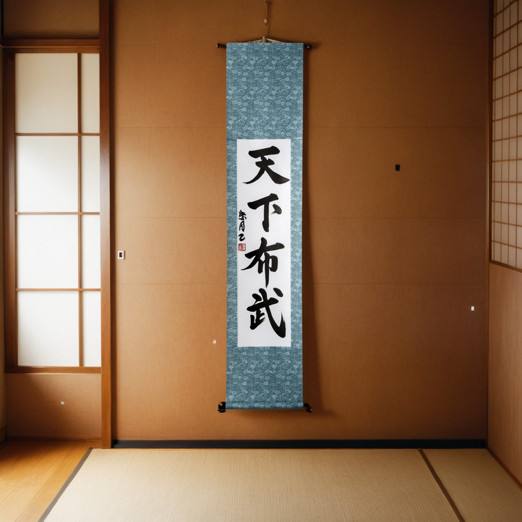 Tenka Fubu Hanging Scroll - Handcrafted Japanese Calligraphy Shodo Artwork (Free Shipping)