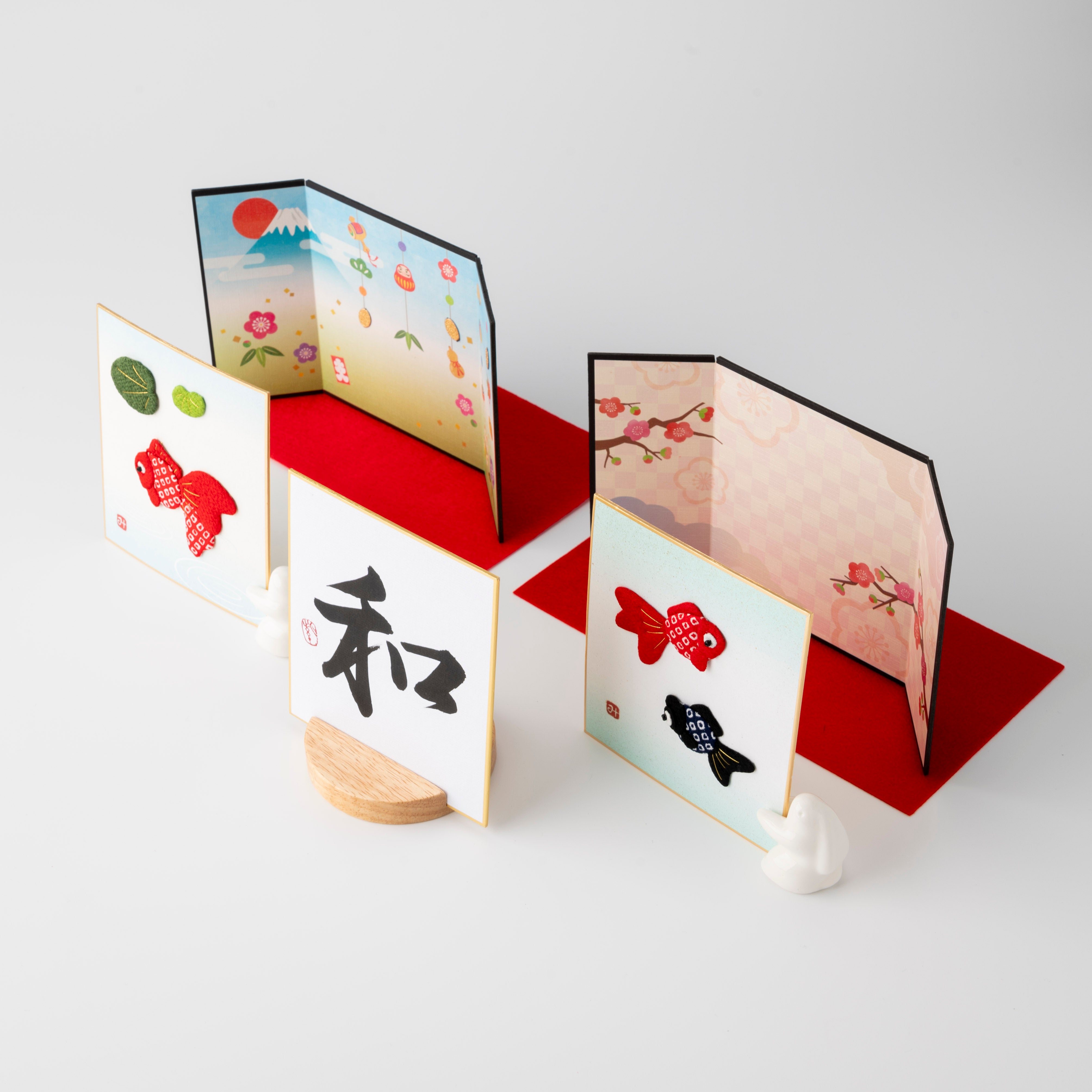 Bundled Product: Themed "Amicable" - Shodo and Raised Cloth Artwork, Design 1