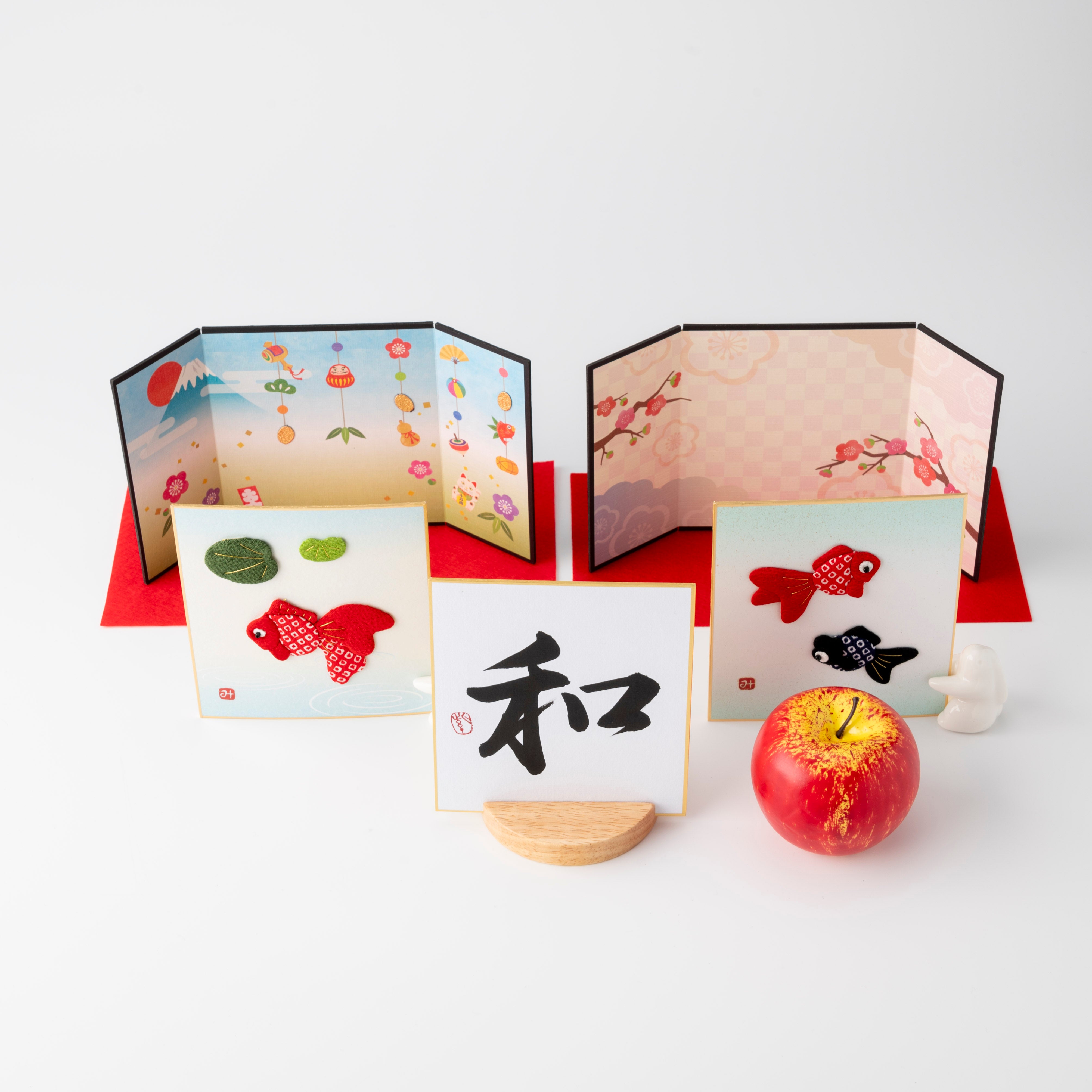 Bundled Product: Themed "Amicable" - Shodo and Raised Cloth Artwork, Design 1